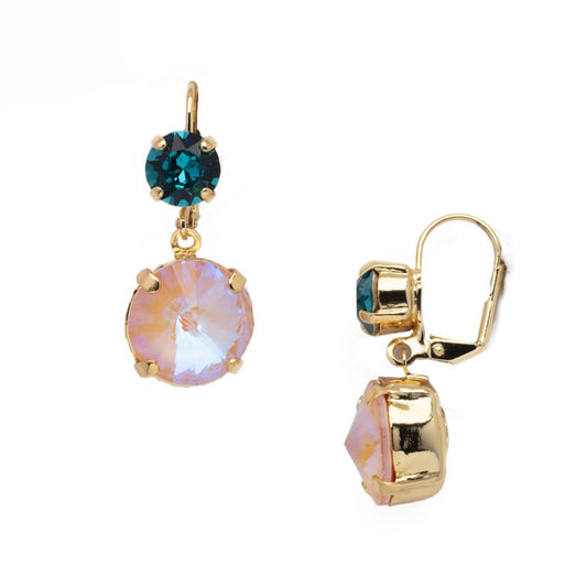 South Pacific Round and Cushion Cut Dangle Earrings in Gold