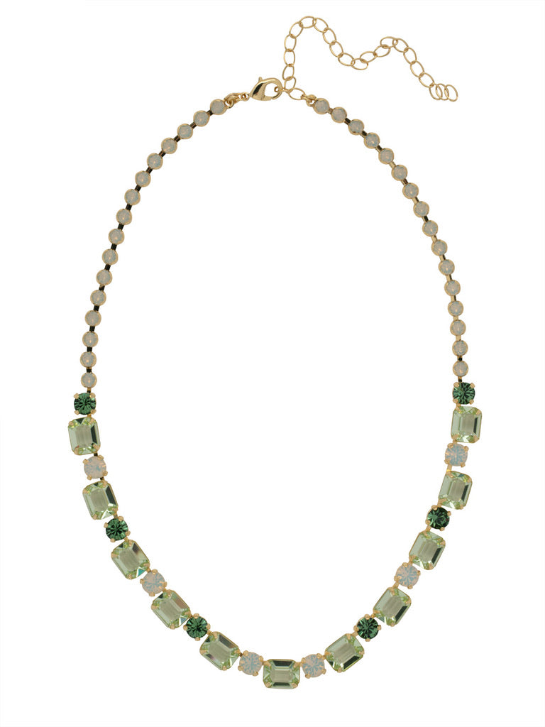 Sage Green and White Opal Necklace in Bright Gold by Sorrelli