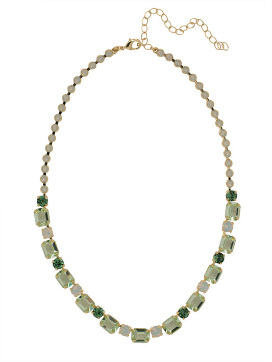 Sage Green and White Opal Necklace in Bright Gold by Sorrelli