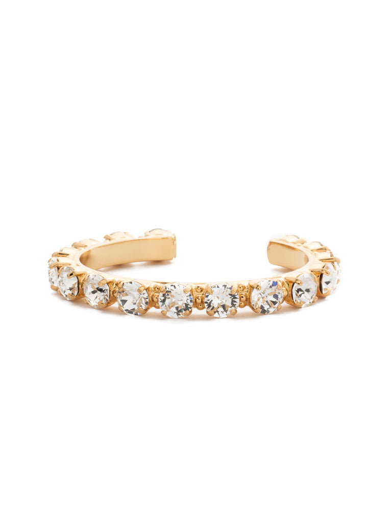 Riveting Romance Gold Cuff in Clear Crystal