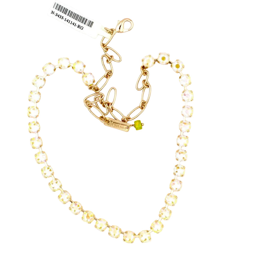 yellow faceted crystal necklace in rose gold
