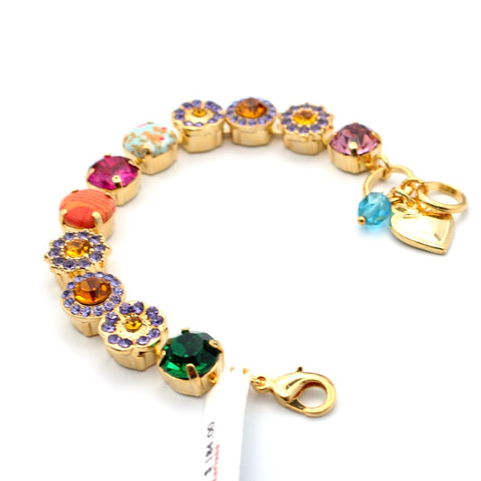 Festival Collection Large Fabric and Crystal Rosette Bracelet in Gold