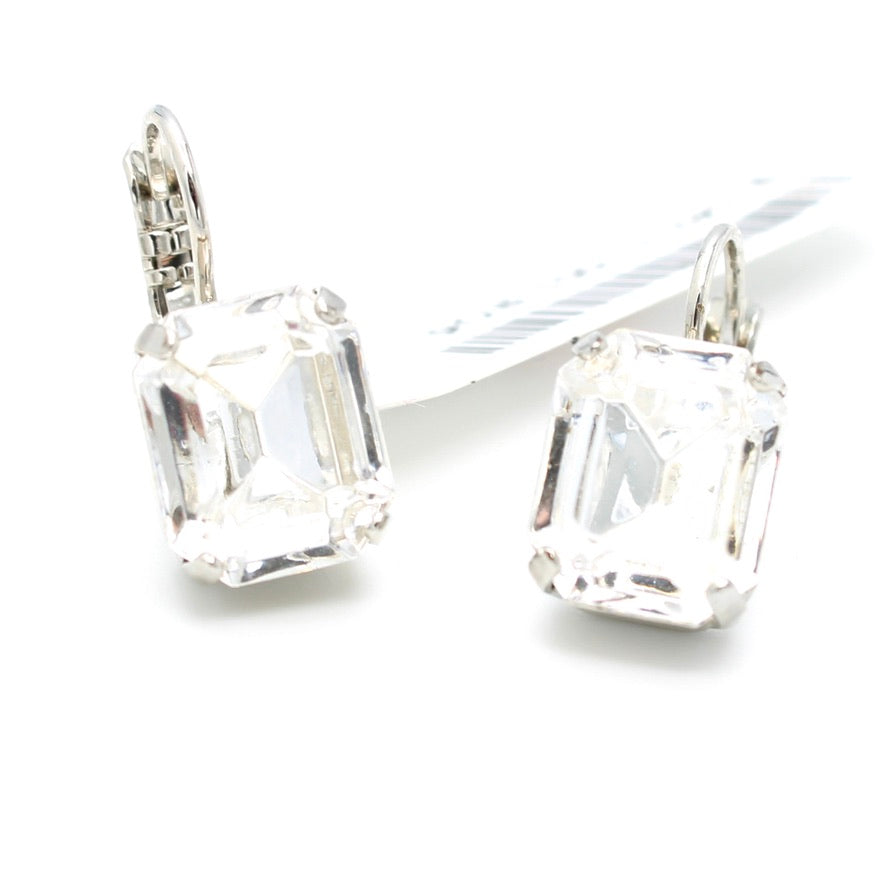 Clear Emerald Cut Rectangular Earrings by Mariana