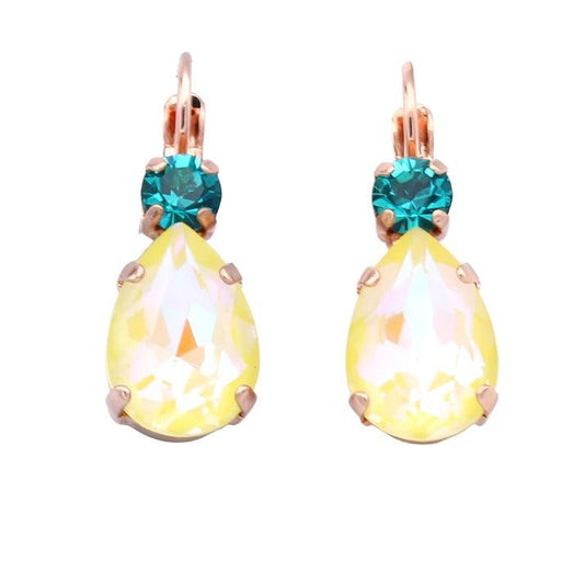 Poppy Collection Pear Shaped Earrings w/Accent Crystal in Rose Gold