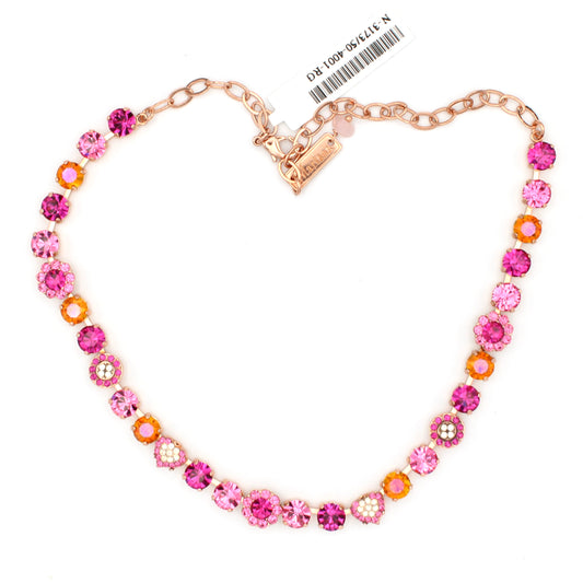 Bougainvillea Collection Medium Pave Heart Necklace in Rose Gold
