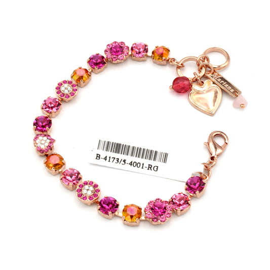 Bougainvillea Collection Medium Pave Heart Bracelet in Rose Gold