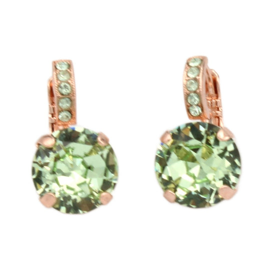 Chrysolite Round Earrings with Embellished Lever in Rose Gold