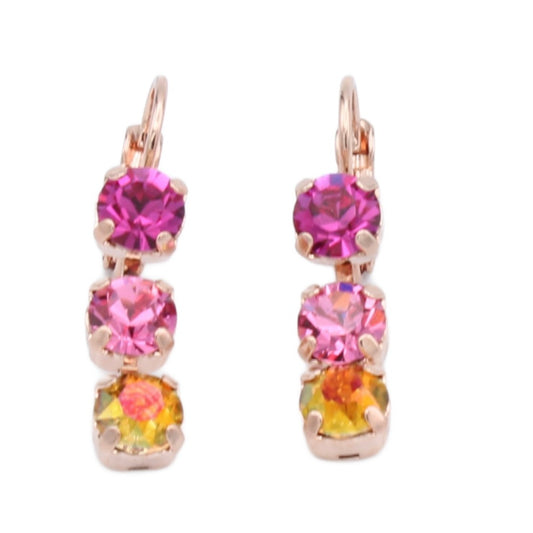 Bougainvillea Collection Petite Three Stone Earrings - Rose Gold
