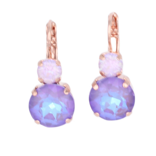 Lavender Sunkissed Large Two Stone Earrings in Rose Gold