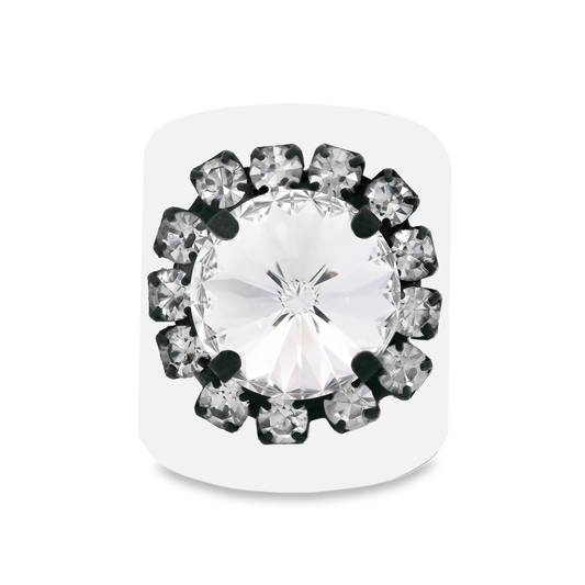 Jacci Ring in Smutt and White Enamel