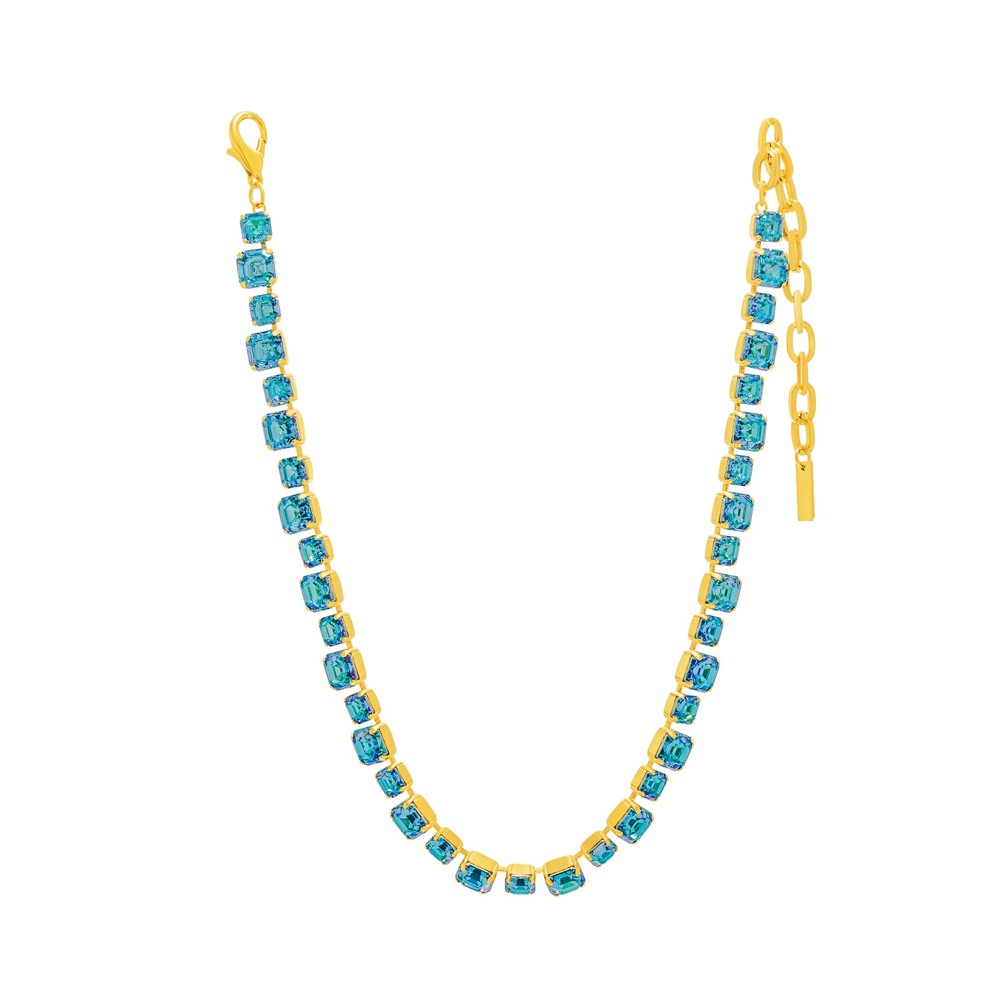 Jadia Necklace in Aquamarine Glimmer plated in Yellow Gold