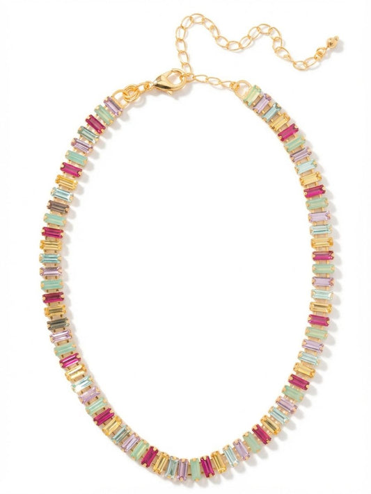 Bianca Choker Tennis Necklace in Candy Pop - Gold