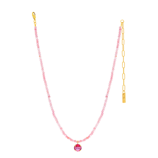 Paige Necklace in Midnight Express - Dusty Rose