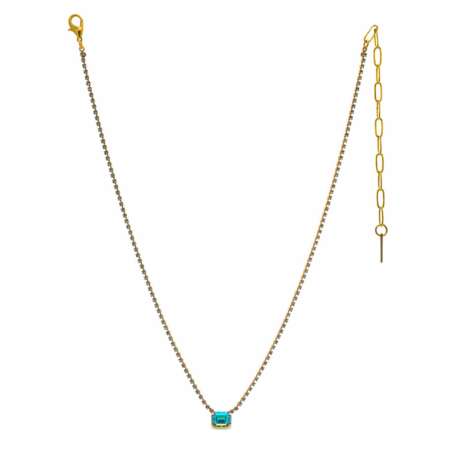 Rhys Rectangle Necklace in Aqua Verde