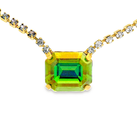 Rhys Rectangle Necklace in Peridot Lemon