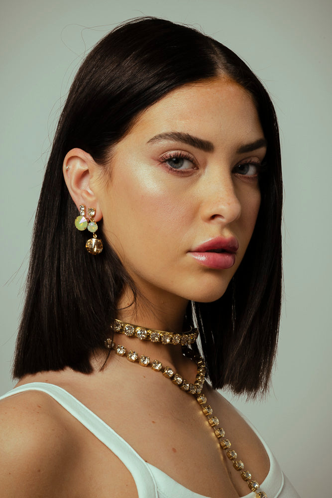 Torin Earrings in Lemon Opal White