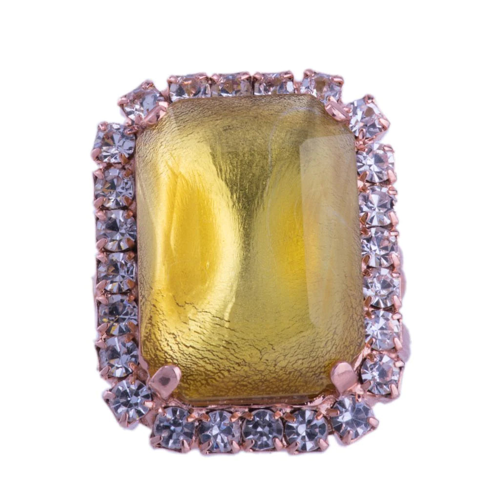 Fields of Gold Extra Luxurious Halo Emerald Cut Ring in Rose Gold - MaryTyke's