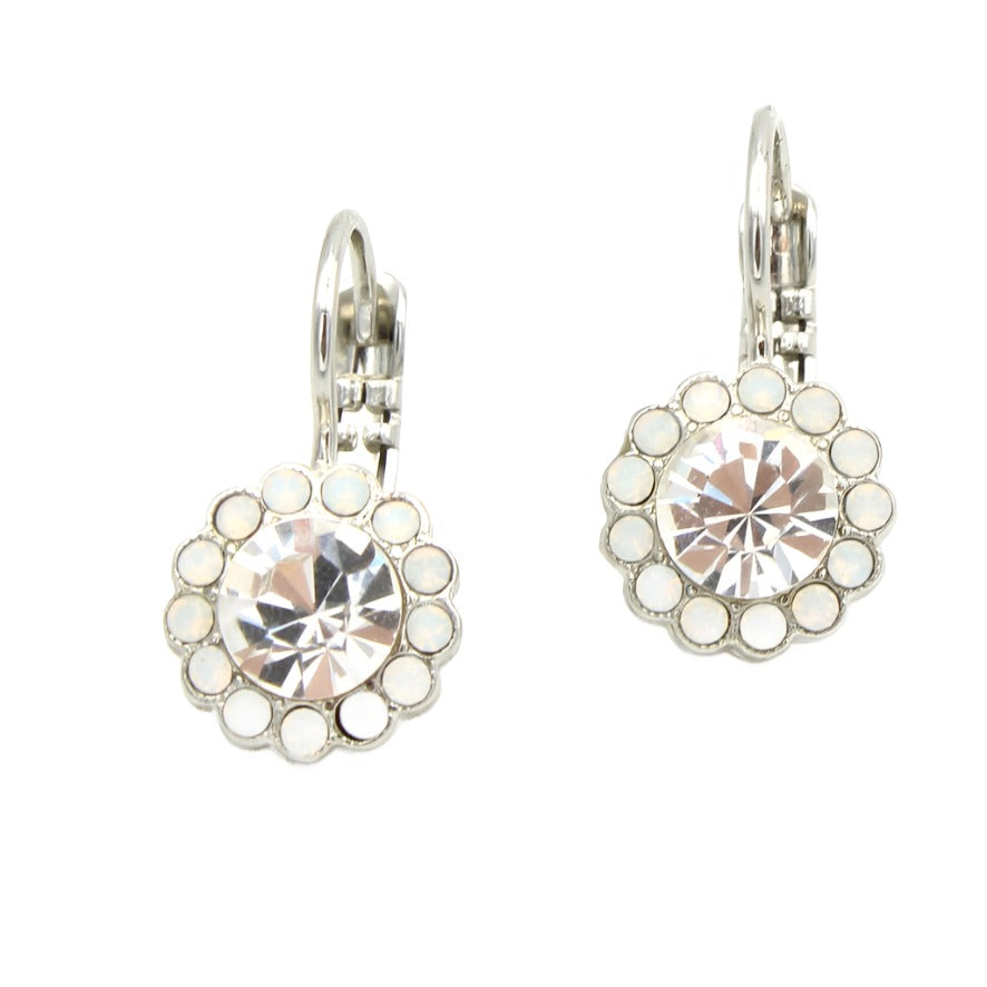 White Opal and Clear Crystal Petite Everyday Earrings