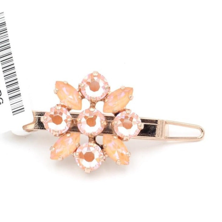 Marquise and Round Peach Sunkissed Crystal Barrette in Rose Gold - MaryTyke's