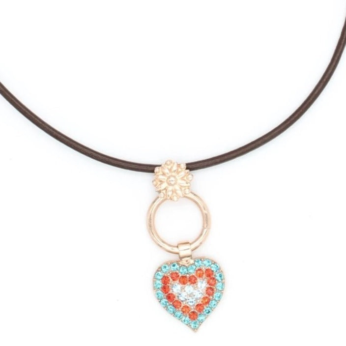 Tinsel Collection Leather Choker with Heart Pendant in Rose Gold - MaryTyke's