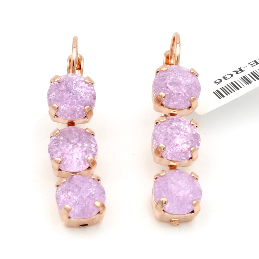 Violet Ice Must Have Three Stone Earrings in Rose Gold - MaryTyke's
