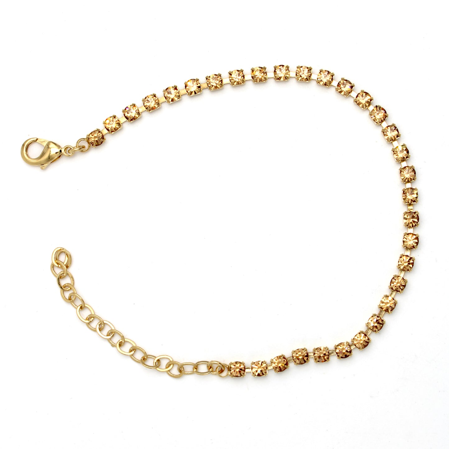 Golden Petite Crystal Anklet in Gold- LaHola - MaryTyke's
