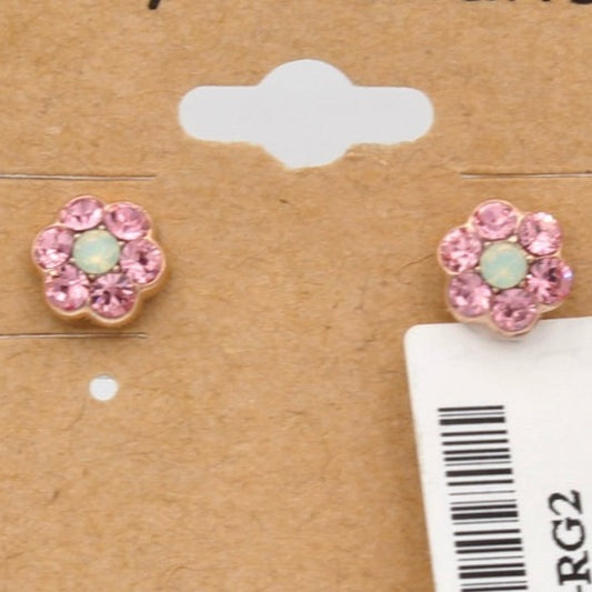 Light Rose and Seafoam Petite Flower Earrings in Rose Gold *POST* - MaryTyke's