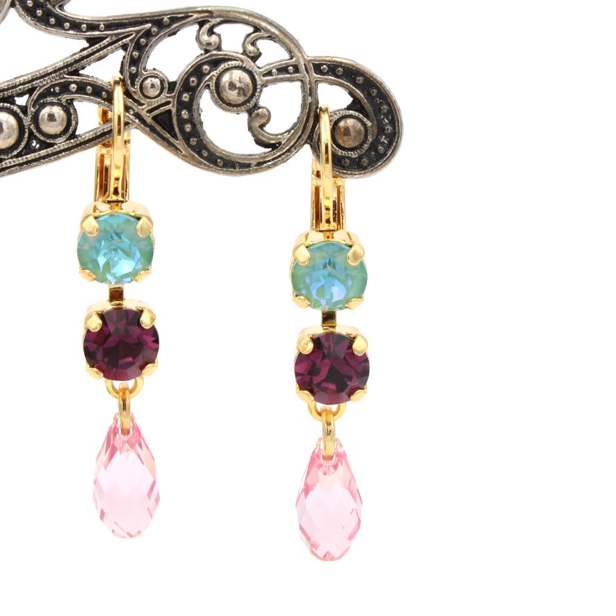 Enchanted Collection Two Stone Dangle Earrings in Yellow Gold