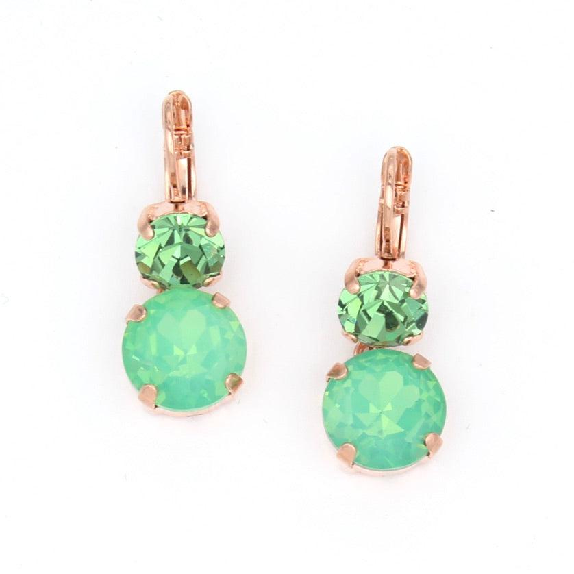 Green Ice Lovable Crystal Dangle Earrings in Rose Gold - MaryTyke's