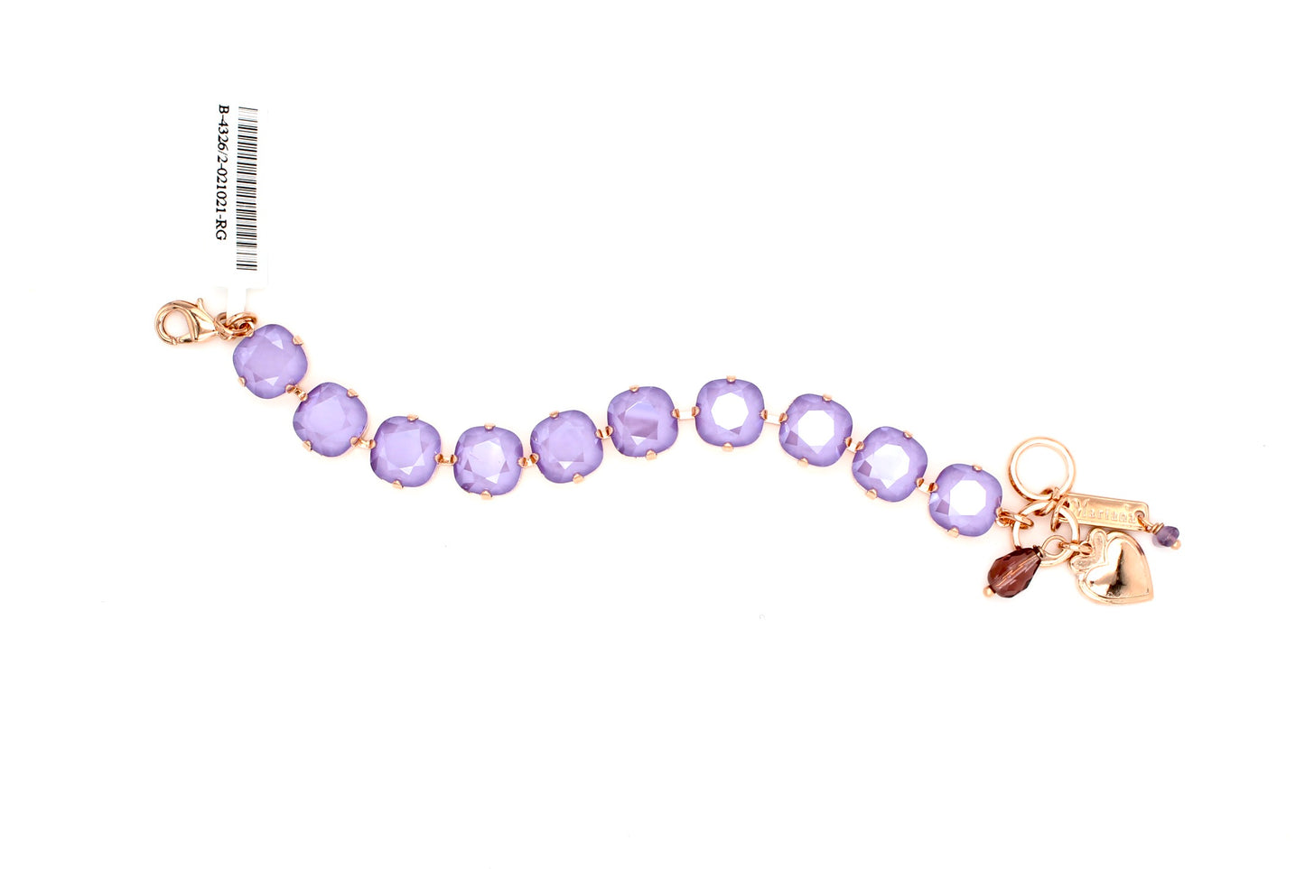Lilac 12MM Square Crystal Bracelet in Rose Gold