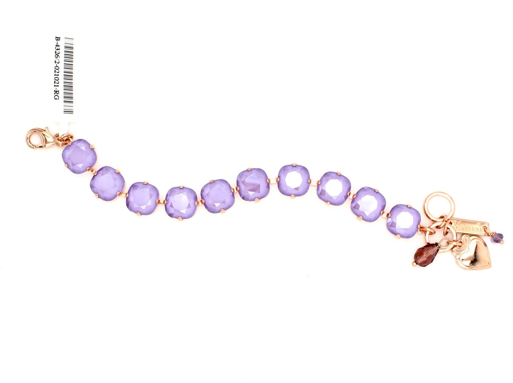 Lilac 12MM Square Crystal Bracelet in Rose Gold - MaryTyke's