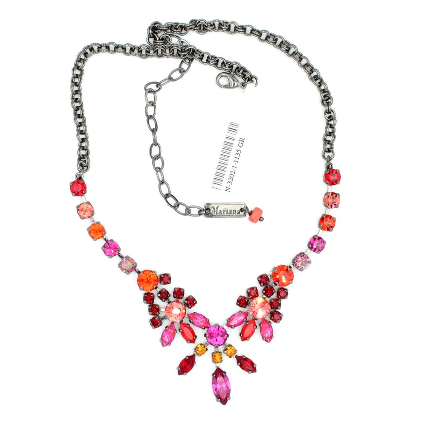 Hibiscus Collection Must Have Round and Marquise Necklace in Gray