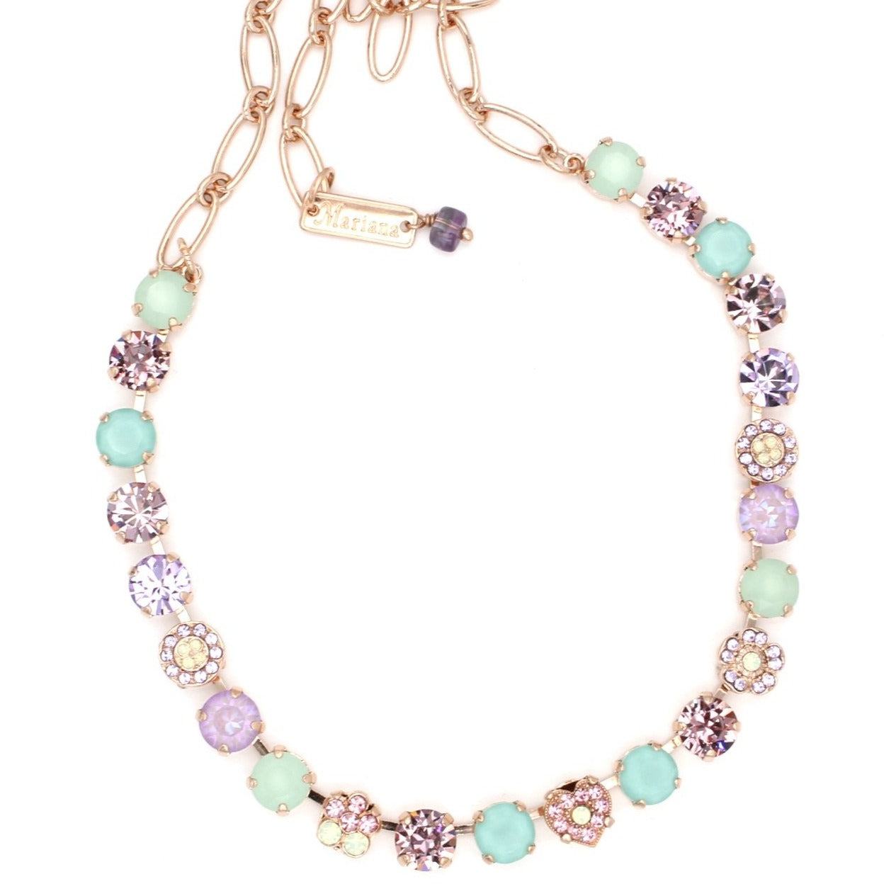 Lavender Collection 8.5MM Crystal Heart Necklace in Rose Gold - MaryTyke's