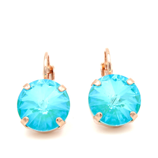 Laguna Sunkissed Rivoli 11MM Crystal Earrings in Rose Gold - MaryTyke's