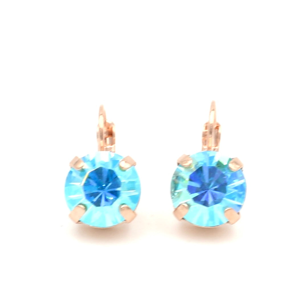 Sapphire AB 11 MM Round Earrings in Rose Gold - MaryTyke's