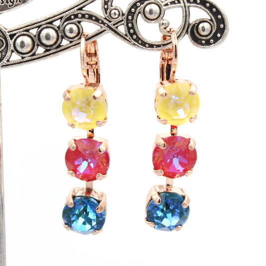 Lollipop Collection Must Have Triple Stone Earrings in Rose Gold - MaryTyke's