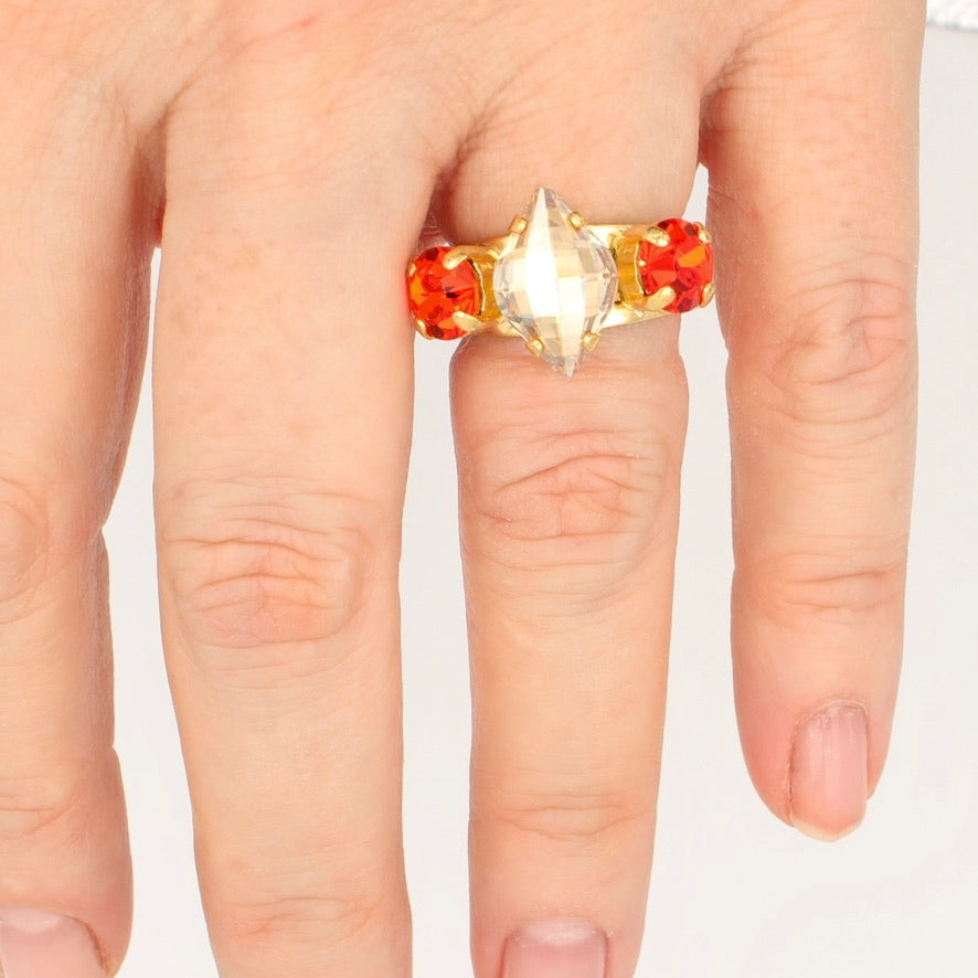 Tinsel Collection Marquise Crystal Ring in Yellow Gold