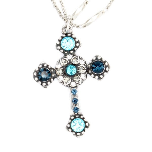 Frost Collection Double Chain Cross Pendant Necklace - MaryTyke's