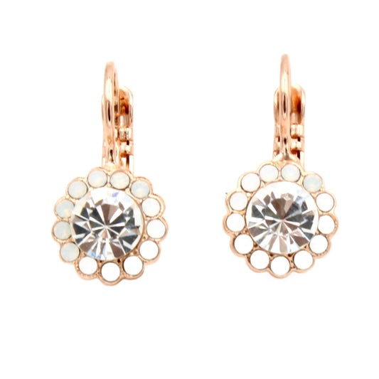 White Opal and Clear Crystal Petite Everyday Earrings in Rose Gold - MaryTyke's