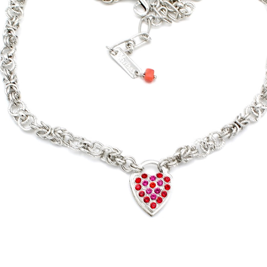 Hibiscus Collection Double Link Chain Heart Necklace