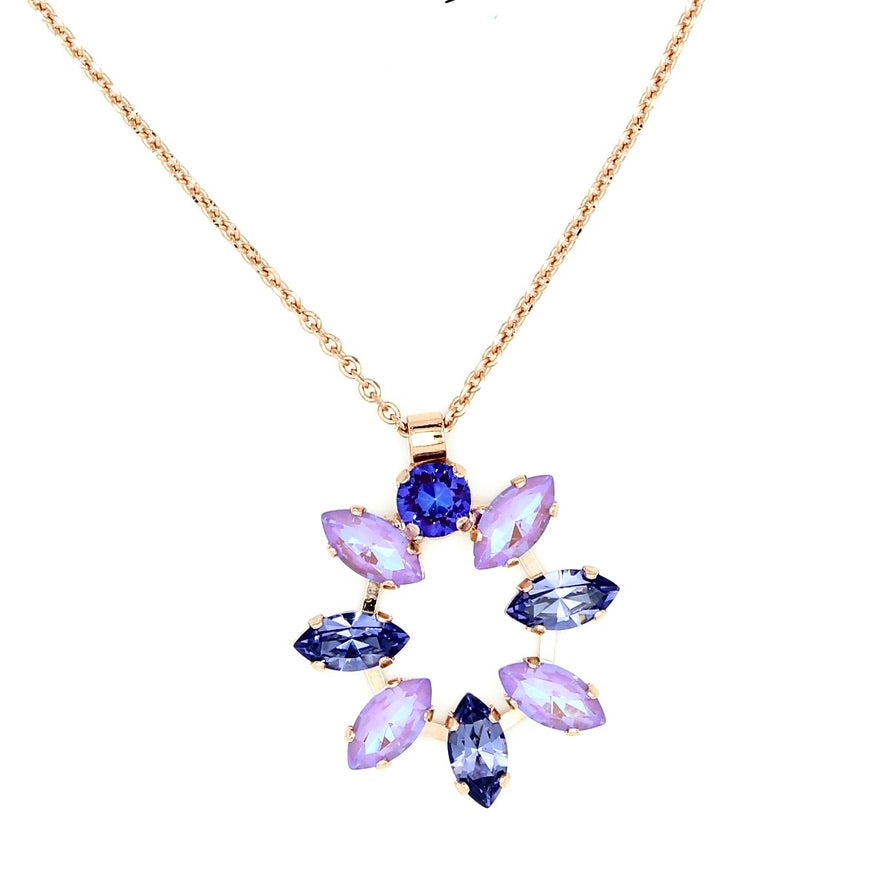 Purple Plum Marquise and Round Open Pendant in Rose Gold