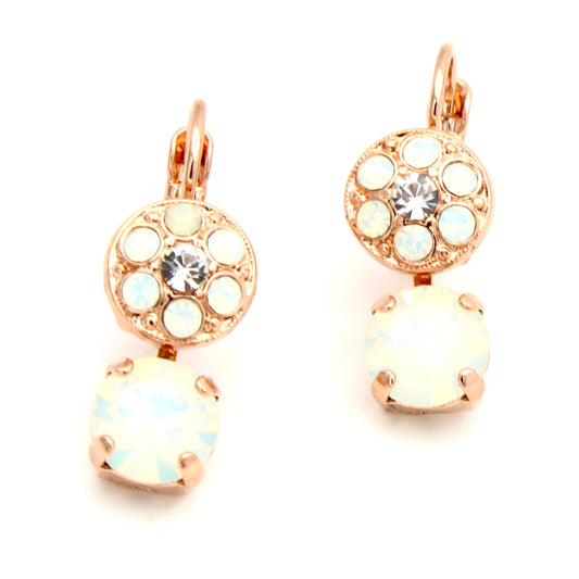 White Opal and Clear Crystal Earrings in Rose Gold - MaryTyke's