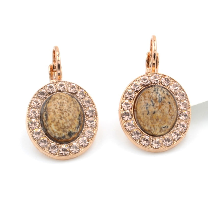 Chai Collection Oval Crystal Earrings in Rose Gold - MaryTyke's