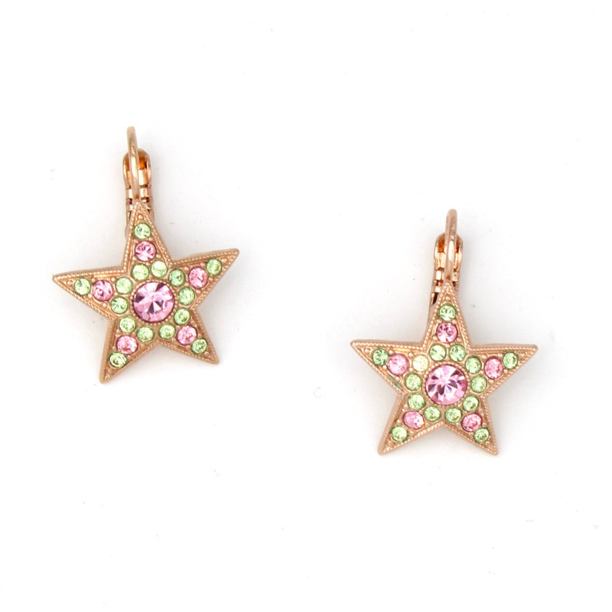 Rainbow Sherbet Collection Star Crystal Earrings in Rose Gold - MaryTyke's