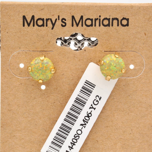Yellow Synthetic Opal 8.5MM Earrings in Yellow Gold **POSTS** - MaryTyke's