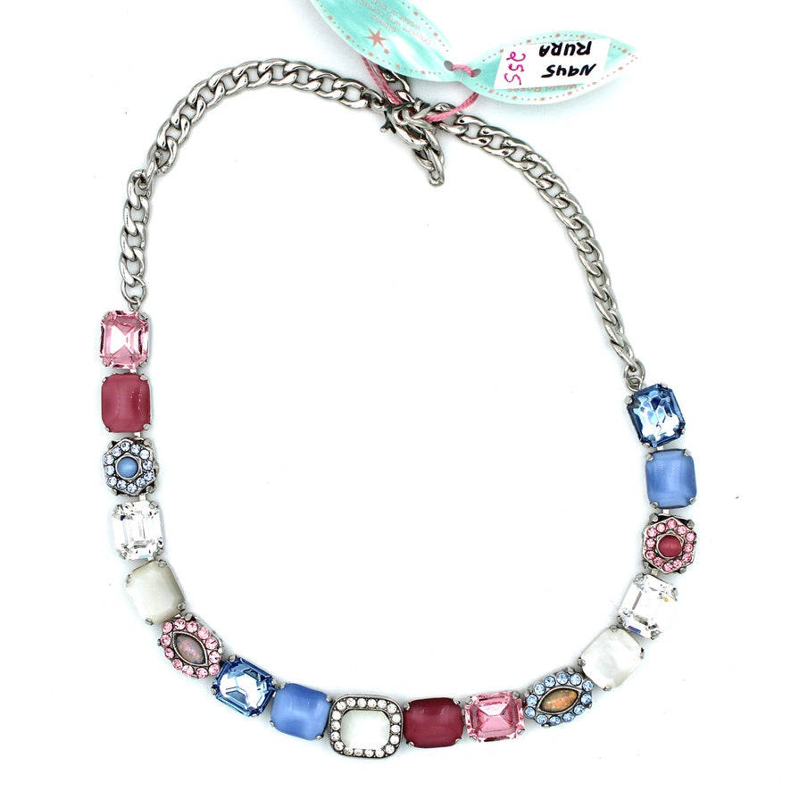 Soft Pastels Rectangular Crystal Necklace - MaryTyke's