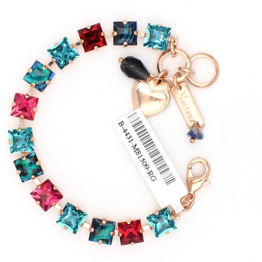 Festive 8MM Square Crystal Bracelet in Rose Gold - MaryTyke's