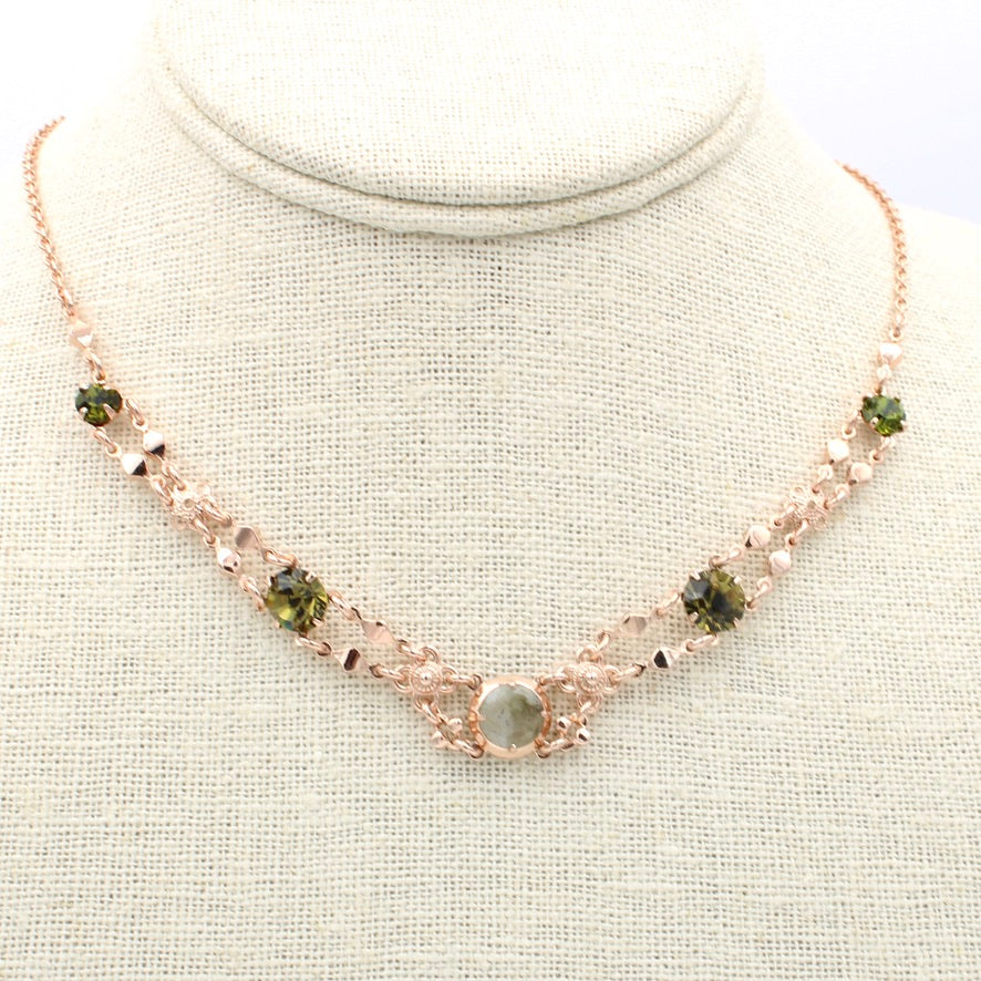 Khaki Round Necklace in Rose Gold- AMARO - MaryTyke's
