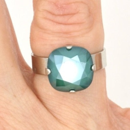 Royal Green 12MM Square Crystal Ring - MaryTyke's