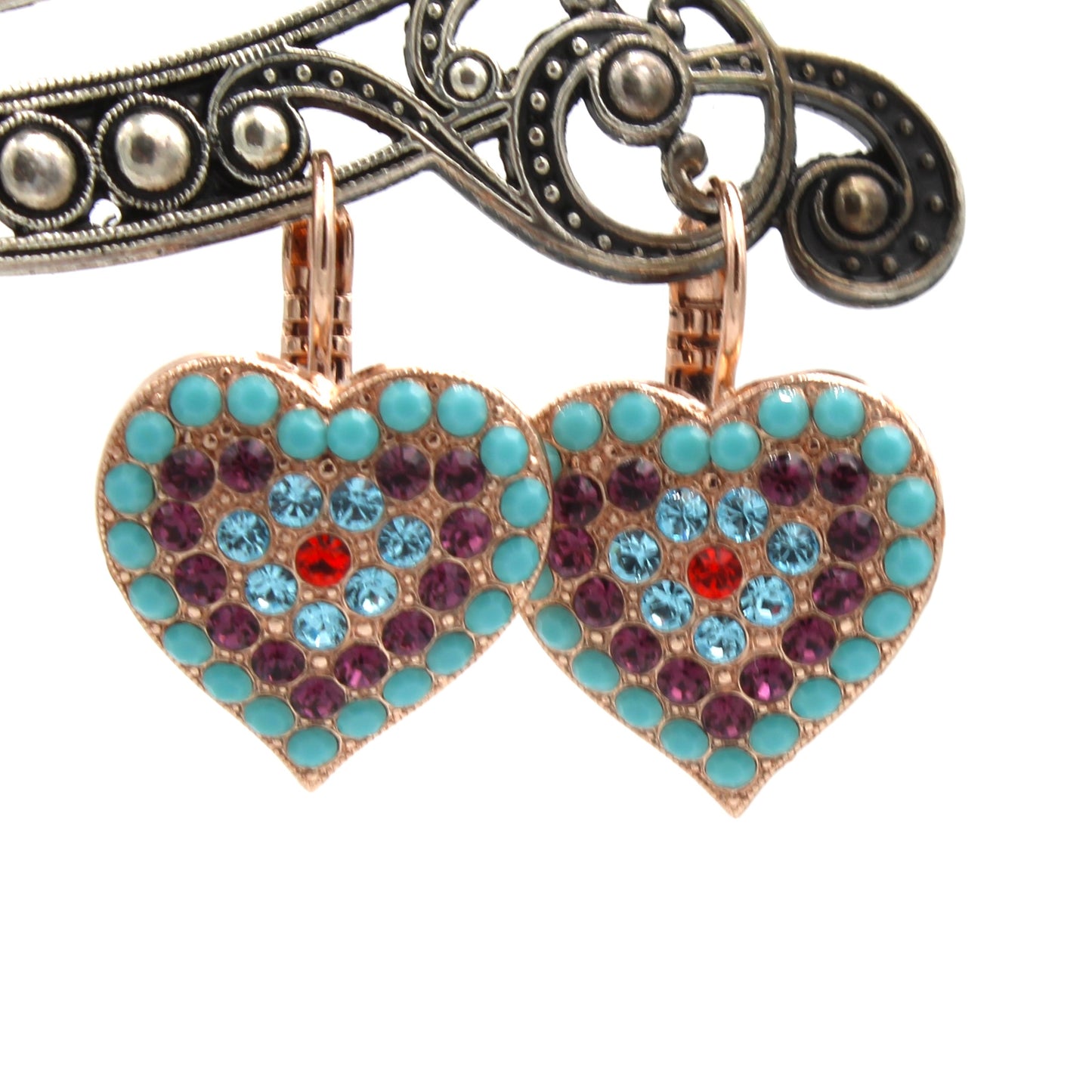 Rainbow Sherbet Collection Heart Earrings in Rose Gold